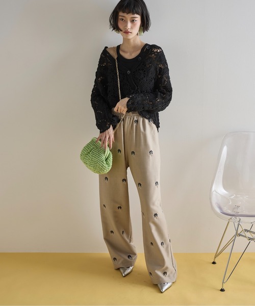 ティーズ ページ17 THE Yon スラックス パンツ ビーズ刺繍イージーパンツ