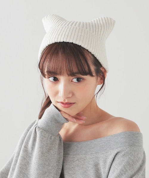 Honeys（ハニーズ） ニット帽 ニットキャップ レディース ネコ耳ニット