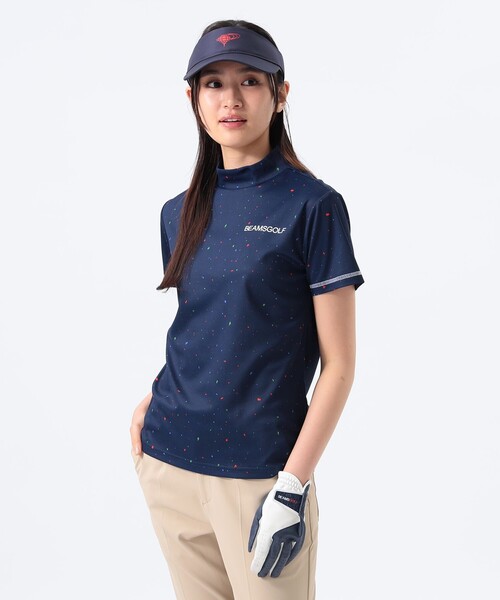tシャツ 「吸水速乾/UVカット/伸縮性」「WOMEN」ORANGE LABEL / カラーネップ プリント モックネックシャツ レディース