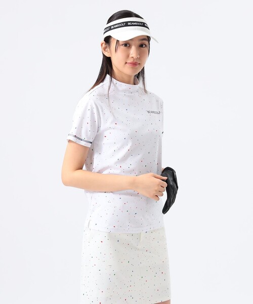 tシャツ 「吸水速乾/UVカット/伸縮性」「WOMEN」ORANGE LABEL / カラーネップ プリント モックネックシャツ レディース BEAMS GOLF tシャツ 「吸水速乾/UVカット」ORANGE LABEL