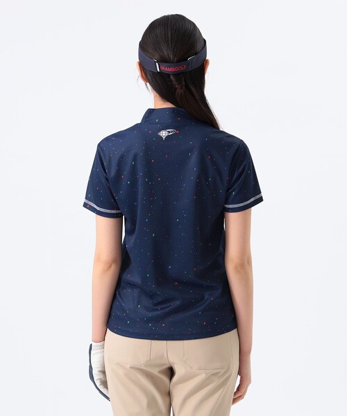 tシャツ 「吸水速乾/UVカット/伸縮性」「WOMEN」ORANGE LABEL / カラーネップ プリント モックネックシャツ レディース BEAMS GOLF tシャツ 「吸水速乾/UVカット/伸縮性」「WOMEN