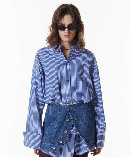 ジョゼムーンサテンストライプシャツ　JOSE MOON JOSE MOON ブラウス シャツ JOSEMOON STRIPE SHIRT/ジョゼムーン