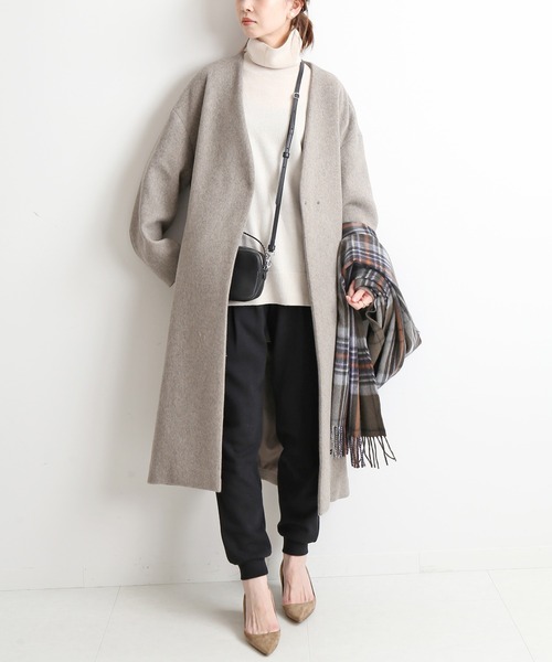 IENA（イエナ） ノーカラーコート 38 グレー系その他 レディース