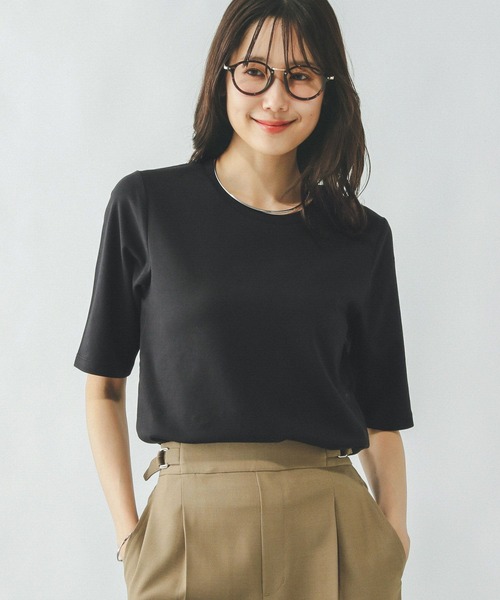 GLOBAL WORK tシャツ なめらかタッチコンパクトTシャツ5分袖