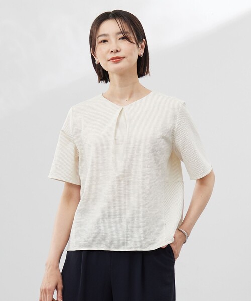 【洗える・抗菌防臭・吸水速乾】サッカージャージー ペプラム カットソー tシャツ 「洗える・抗菌防臭・吸水速乾」サッカージャージー