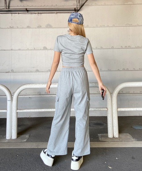 non-hedge セットアップ シルバープレートTシャツカーゴパンツ