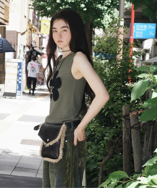 タンクトップ ノースリーブ flower motif spangle sleeve-less NT / スパンコールフラワーニット レディース セール】flower motif spangle sleeve-less NT / スパンコール