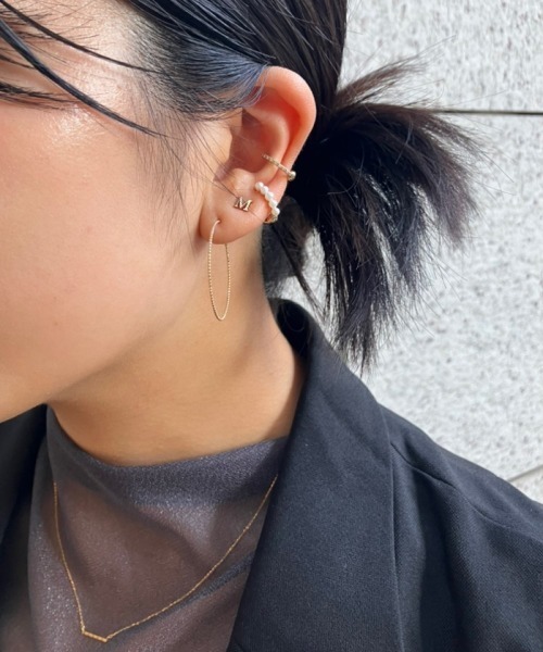 ete ピアス 「フロート」 K10YG ワイヤー フープピアス