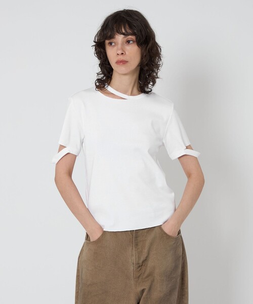 tシャツ 「ASTRAET」フライス クルーネックTシャツ レディース ASTRAET tシャツ 「ASTRAET」フライス エリソデスリット クルー