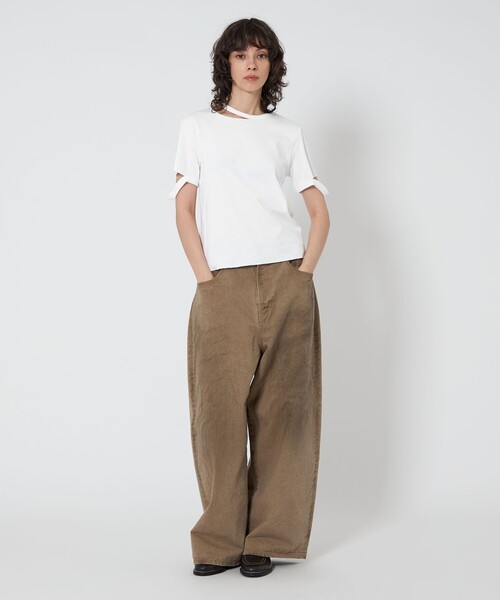 tシャツ 「ASTRAET」フライス クルーネックTシャツ レディース ASTRAET＞フライス エリソデスリット クルーネックTシャツ（T