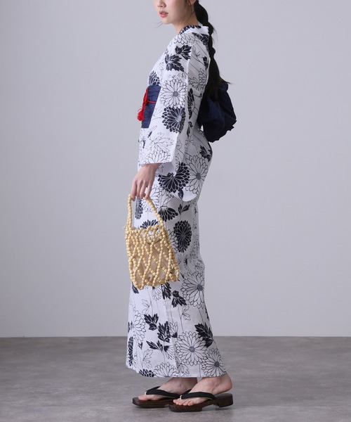 オール新品■高級レトロモダン，梅花模様，大人浴衣，半幅帯，特別帯留め４点セット 人気TOP オール新品□高級レトロモダン，梅花模様，大人浴衣