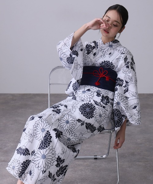 美品 絞り柄 注染浴衣 綿100% レディース 浴衣 大人 utatane 浴衣 手染め注染浴衣3点セット utatane×注染工房 グレー