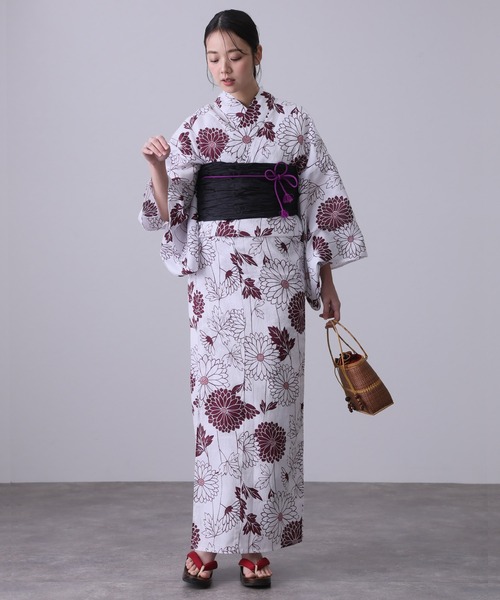 浴衣セット　帯　黒　花柄　クリーニング済み　美品 tika_tk-ykik2398-1fssk6