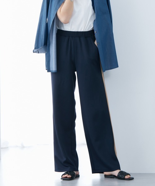 slattgir パンツ 高身長 ライン入りストレートシルエット