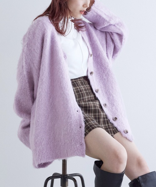 w closet（ダブルクローゼット） ニットカーディガン FREE パープル