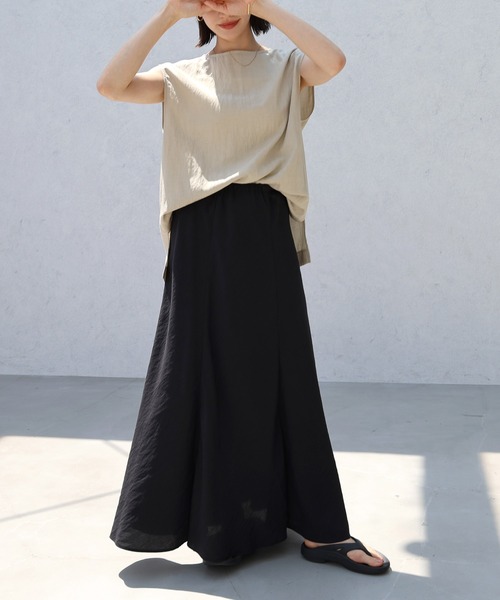 専用　リネンバイアスフレアスカート evernavy スカート リネンブレンドバイアスフレアスカート