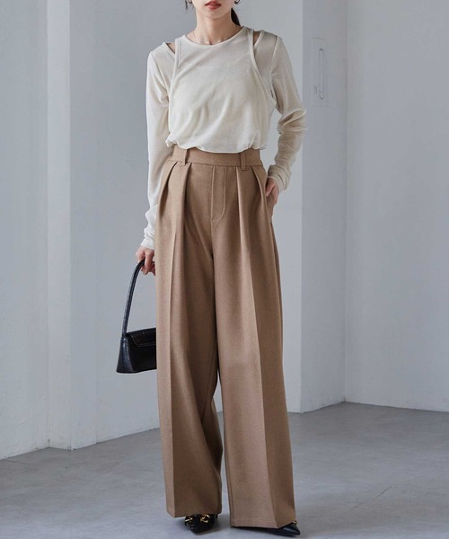 RANAN（ラナン） tシャツ 2WAYレイヤードシアーベロアトップス