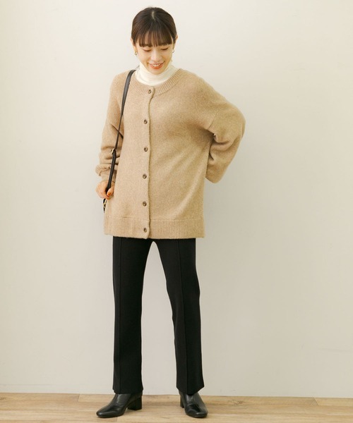 新品未使用Cloveru ベージュ カーディガン NULL】透かし編みニットカーディガン
