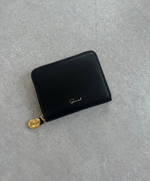 【$ベンジャミン 】ミニ財布 （ブラック×ダークブラウン）【受注生産】 gemeil 財布 「ジャバラ折財布」ラウンドファスナーミニ