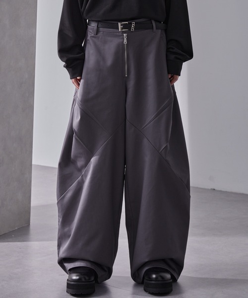 Loose（ルース） パンツ フロントジップ デザインツイルワイドパンツ