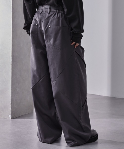 やまページ Loose パンツ フロントジップ デザインツイルワイドパンツ メンズ