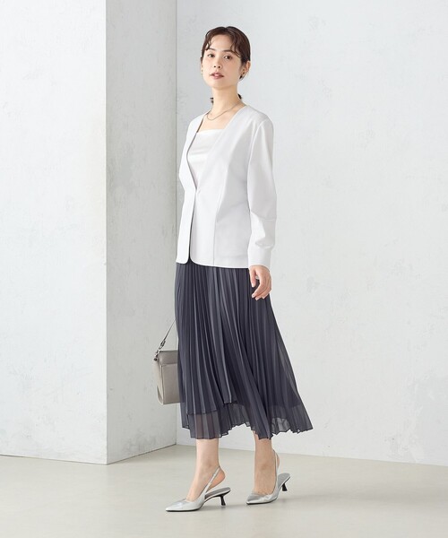 「COMME CA ISM」 ノーカラージャケット SMALL ライトグレー レディース