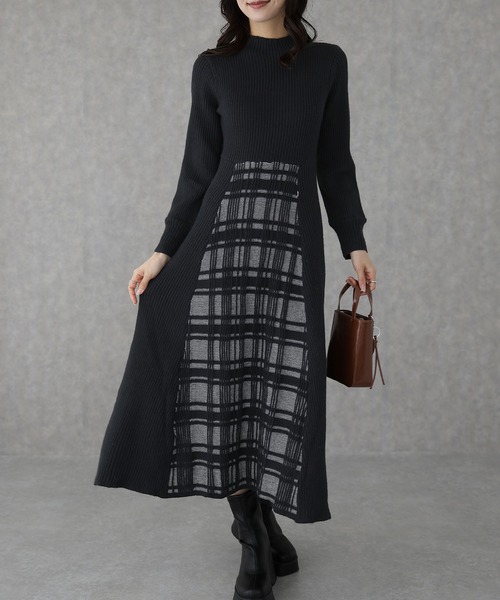 Lace Ladies（レースレディース） ワンピース オフネック 配色