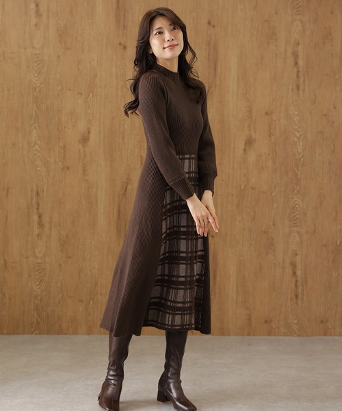 Lace Ladies（レースレディース） ワンピース オフネック 配色