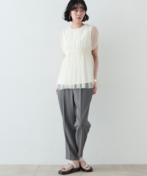 「GALLEST」 半袖チュニック 38 ダークブラウン レディース_画像7