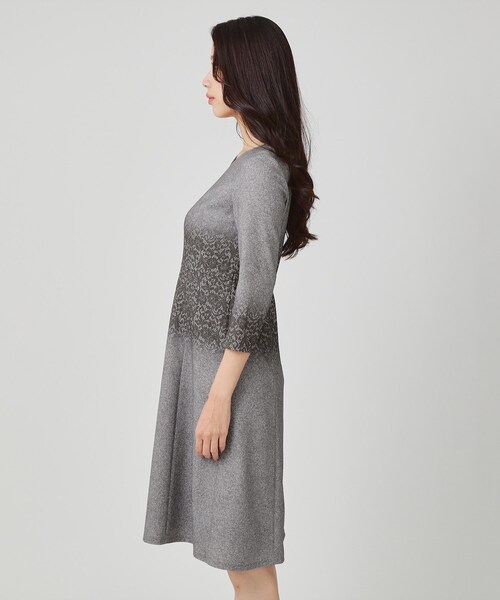 クード シャンス（COUP DE CHANCE）/【手洗い可／日本製】レース柄プリントワンピース COUP DE CHANCE（クードシャンス） ワンピース 「手洗い可／日本製