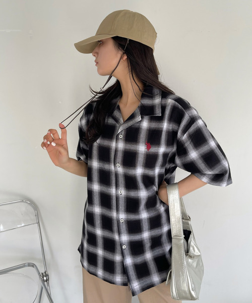 「U.S. POLO ASSN.」 半袖シャツ L ホワイト レディース_画像3