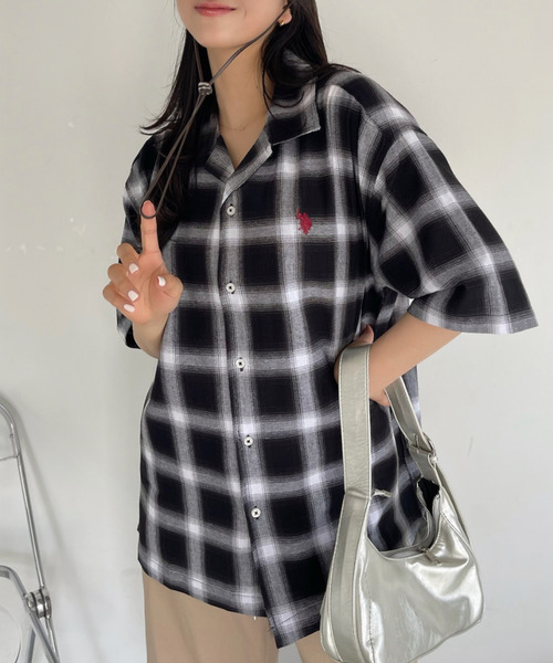 「U.S. POLO ASSN.」 半袖シャツ L ホワイト レディース_画像6