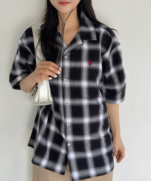 「U.S. POLO ASSN.」 半袖シャツ L ホワイト レディース_画像7