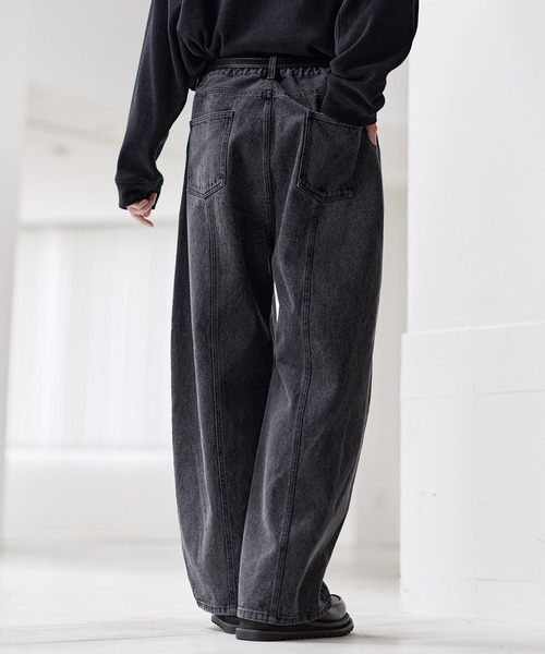 KJ ストレートデニム ワイドパンツ ジーンズ ヴィンテージ加工13ozセンターシームストレート