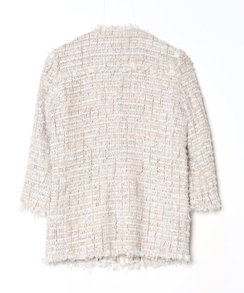 「MSGM」 チェック柄ツイードジャケット 38 ベージュ レディース_画像2