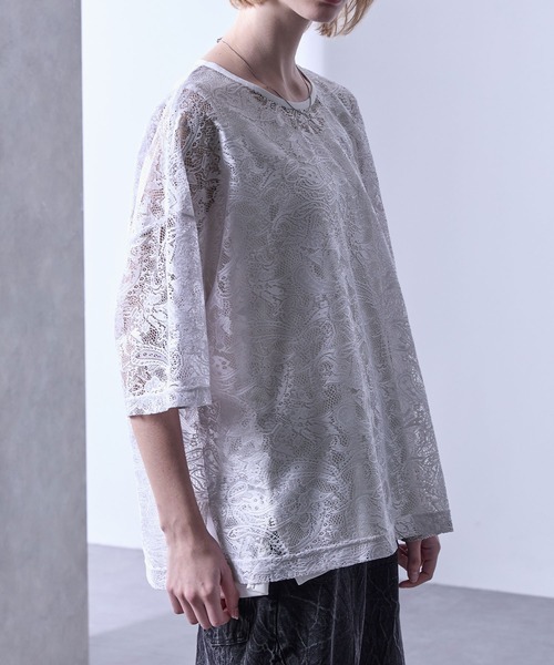 「Loose/ルース」 半袖Tシャツ M グレイッシュブルー メンズ_画像5