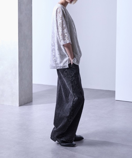 「Loose/ルース」 半袖Tシャツ M グレイッシュブルー メンズ_画像9