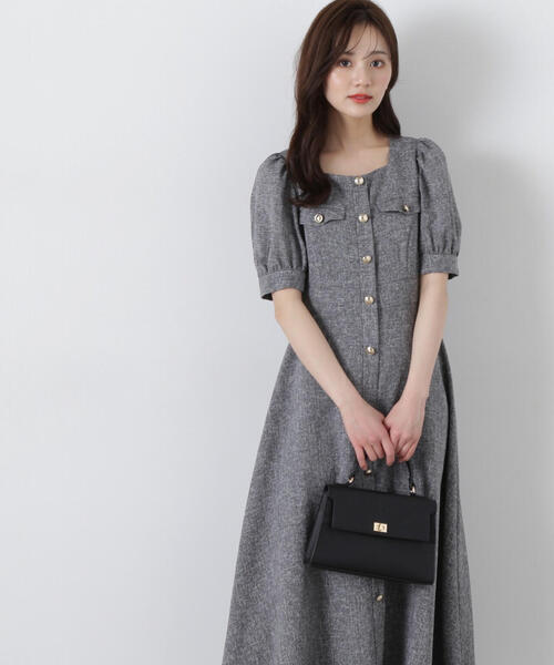 「PROPORTION BODY DRESSING」 半袖ワンピース MEDIUM ネイビー レディース_画像4