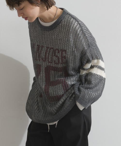 en haut（アンオート） tシャツ 透かし編みニット＋天竺編み Tシャツ