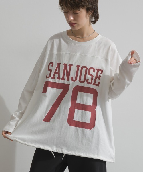 en haut（アンオート） tシャツ 透かし編みニット＋天竺編み Tシャツ