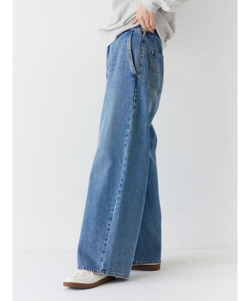 ジーンズ デニム デニムパンツ 「WEB限定」ボタンデザインハイウエストストレートデニム レディース