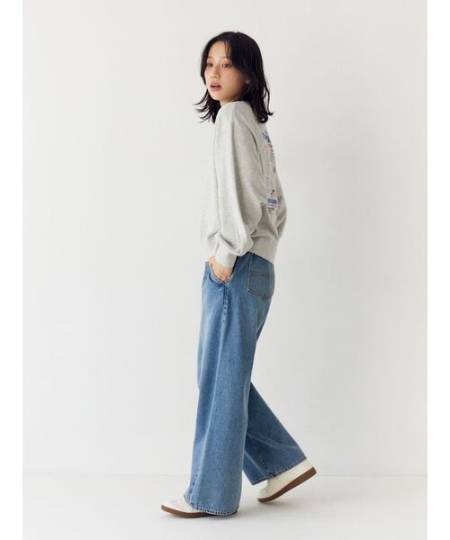 ジーンズ デニム デニムパンツ 「WEB限定」ボタンデザインハイウエストストレートデニム レディース