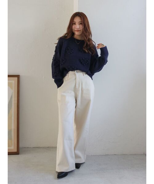ジーンズ デニム デニムパンツ 「WEB限定」ボタンデザインハイウエストストレートデニム レディース