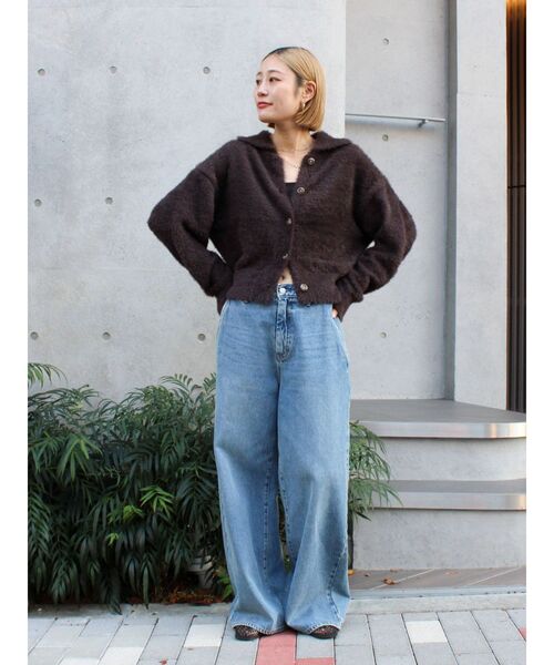 ジーンズ デニム デニムパンツ 「WEB限定」ボタンデザインハイウエストストレートデニム レディース