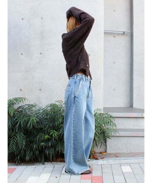 新品　Ungrid ウエストクロスデザインデニムパンツ ワイド ストレート24 Ungrid（アングリッド） ジーンズ デニム デニムパンツ 「WEB限定