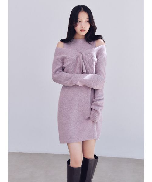 ラクーン畦ショートカーディガン　snidel スナイデル　GRY SNIDEL（スナイデル） カーディガン ラクーン畦ショートカーディガン