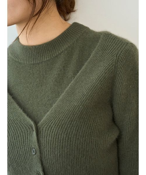 ラクーン畦ショートカーディガン　snidel スナイデル　GRY SNIDEL（スナイデル） カーディガン ラクーン畦ショートカーディガン