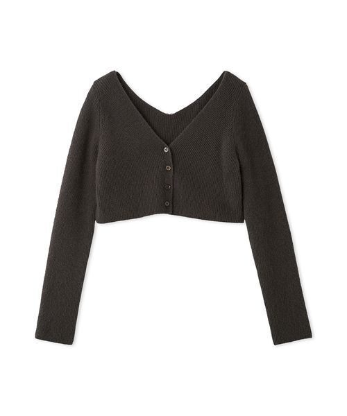 ラクーン畦ショートカーディガン　snidel スナイデル　GRY SNIDEL（スナイデル） カーディガン ラクーン畦ショートカーディガン