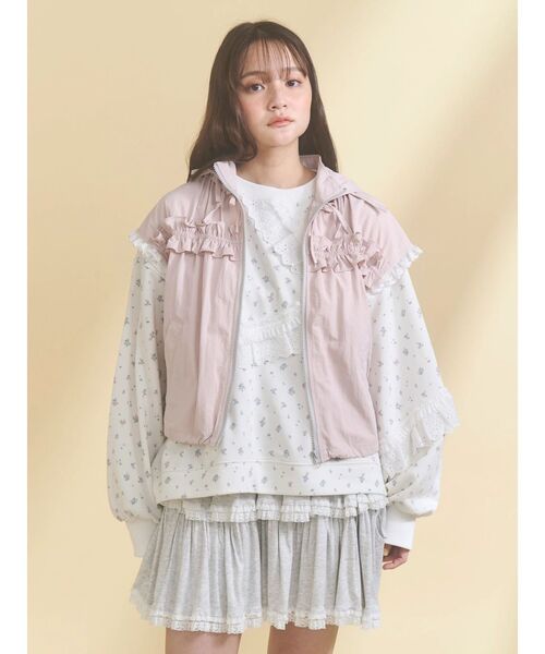 フラワーレーススリーブスウェット Khaju:フラワーレーススリーブスウェット white◇（スウェット