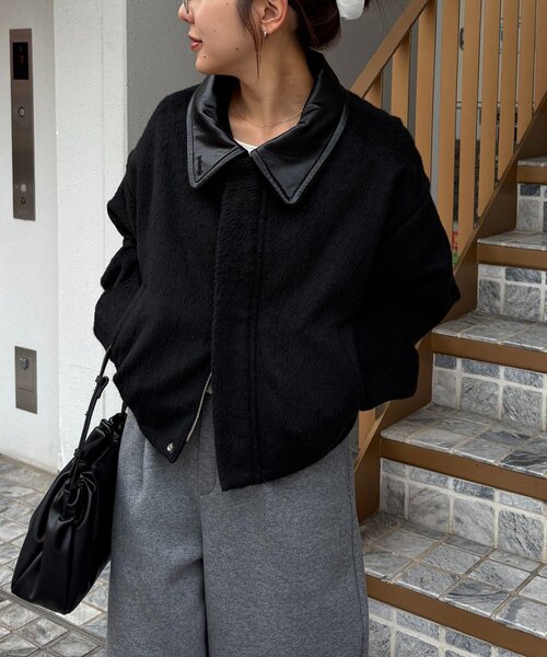 CAPRICIEUX LE'MAGE 【2WAY】スタンドウールショートコート CAPRICIEUX LE'MAGE（カプリシューレマージュ） コート アウター